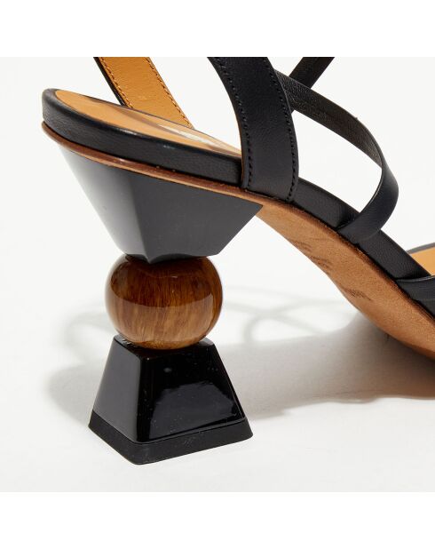 Sandales en Cuir Nour noires - Talon 7,5 cm
